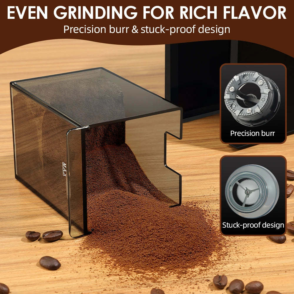 28 Adjustable Gears Compact Burr Coffee Grinder