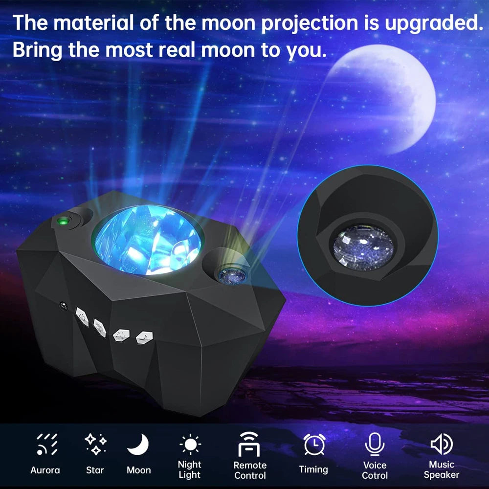 Star Lights Aurora Galaxy Moon Projector with Remote Control