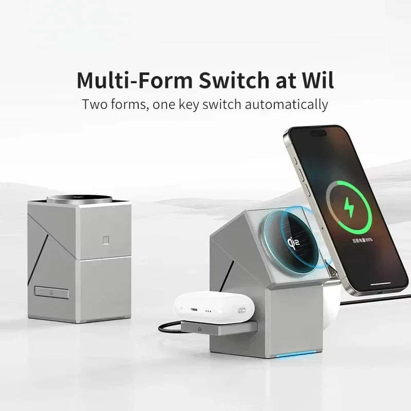 3-in-1 Wireless Charger with Auto-Rotating Dock