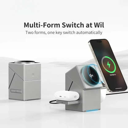 3-in-1 Wireless Charger with Auto-Rotating Dock