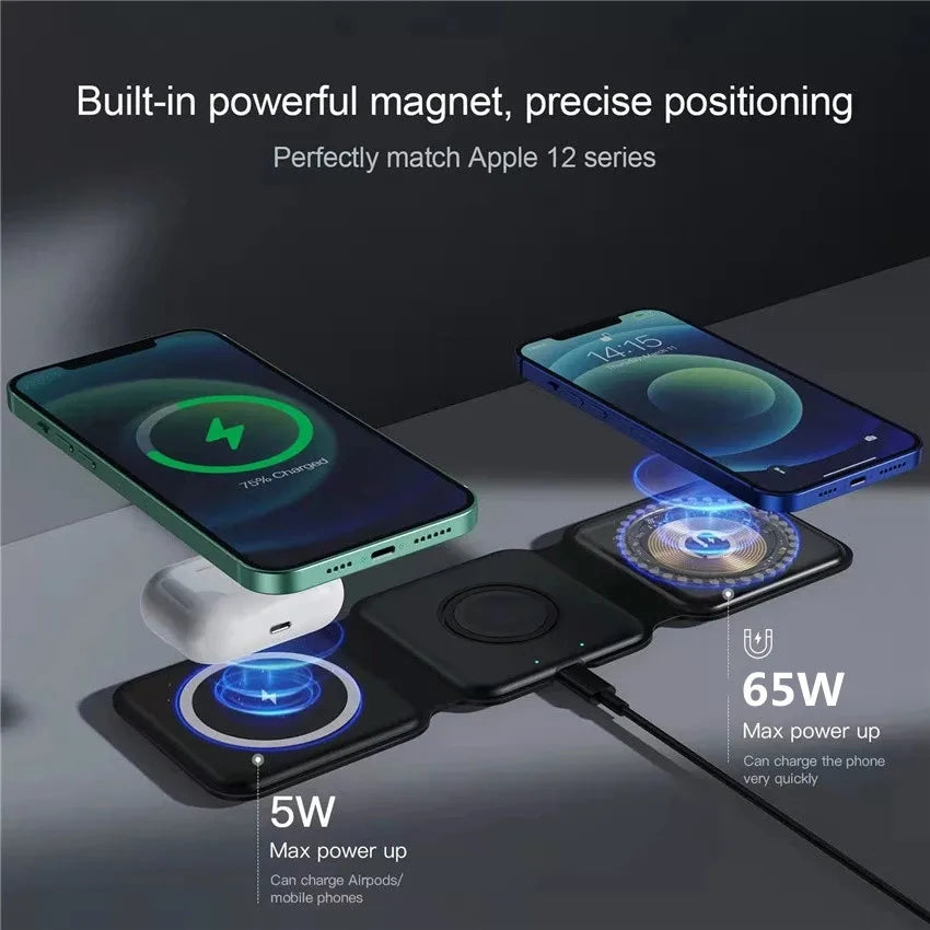 100W 3 in 1 foldable Wireless Charger Pad Stand