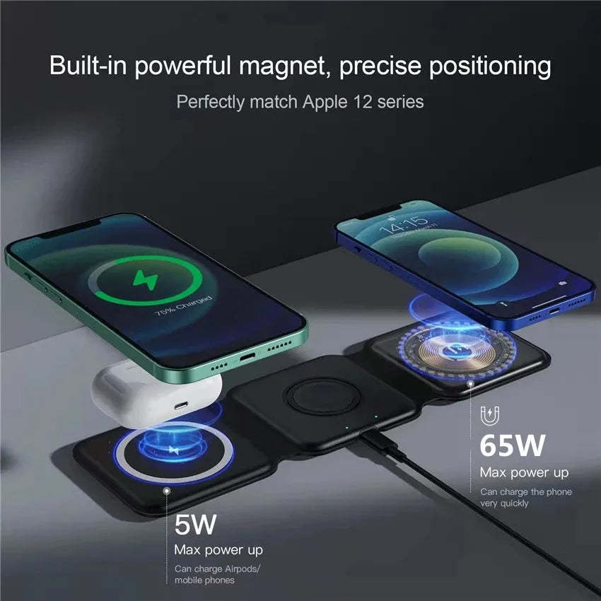 100W 3 in 1 foldable Wireless Charger Pad Stand