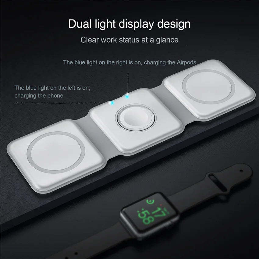 100W 3 in 1 foldable Wireless Charger Pad Stand
