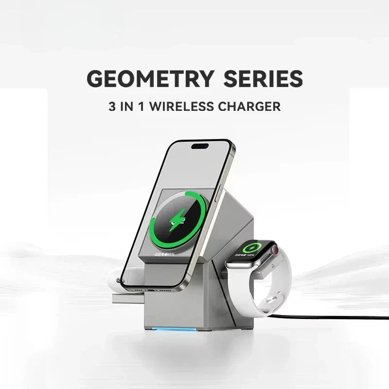 3-in-1 Wireless Charger with Auto-Rotating Dock