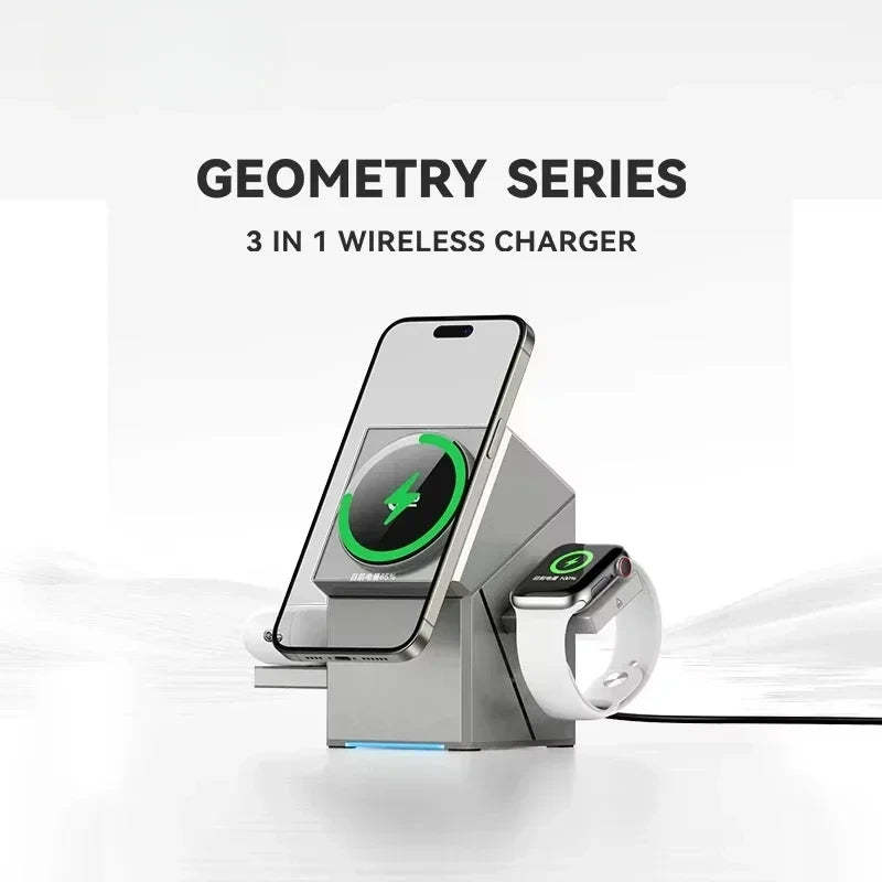 3-in-1 Wireless Charger with Auto-Rotating Dock