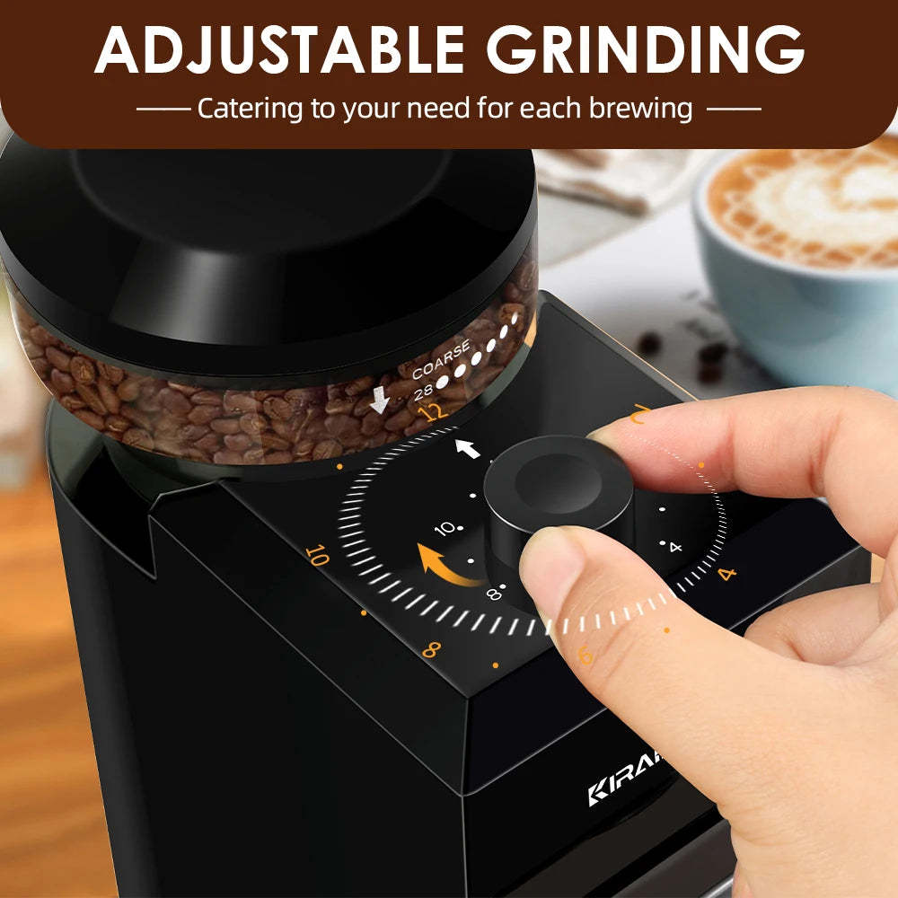 28 Adjustable Gears Compact Burr Coffee Grinder