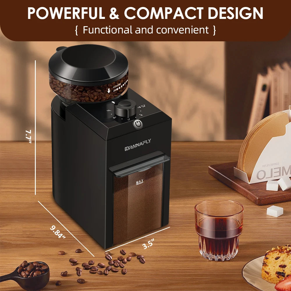 28 Adjustable Gears Compact Burr Coffee Grinder
