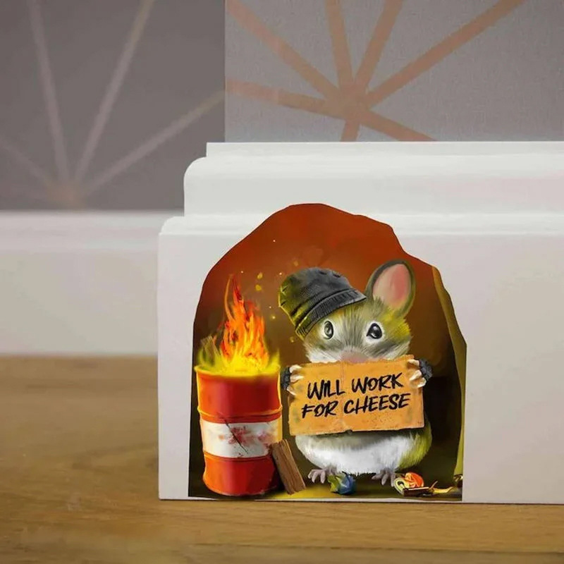 😂Funny Decoration 🐭🏠 3D Mouse Wall Sticker