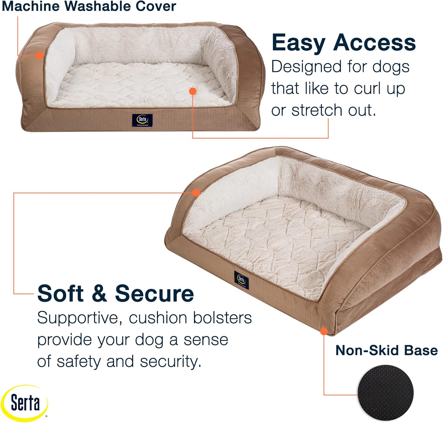 💝𝐐𝐕𝐂 𝐃𝐞𝐚𝐥𝐬 𝐨𝐧 𝐭𝐡𝐞 𝐃𝐚𝐢𝐥𝐲✨Serta Gel Memory Foam Quilted Ortho Couch Dog Bed