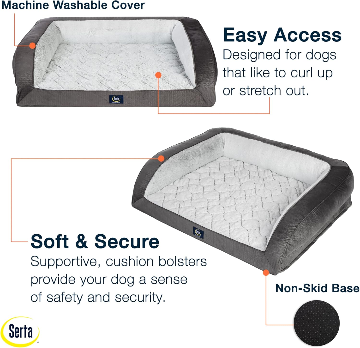 💝𝐐𝐕𝐂 𝐃𝐞𝐚𝐥𝐬 𝐨𝐧 𝐭𝐡𝐞 𝐃𝐚𝐢𝐥𝐲✨Serta Gel Memory Foam Quilted Ortho Couch Dog Bed