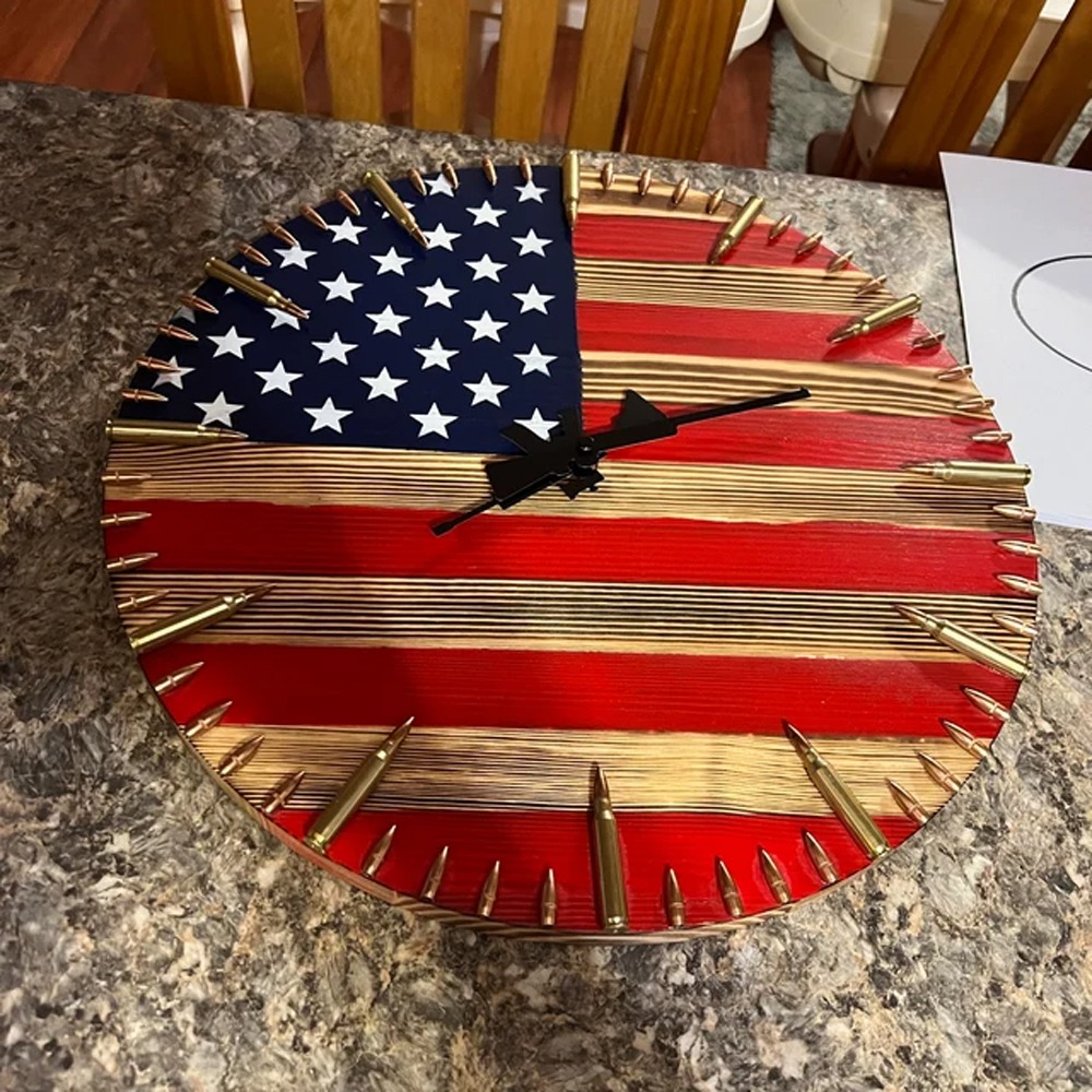 Veteran Family-Handmade Honor US Flag Patriotic Clock