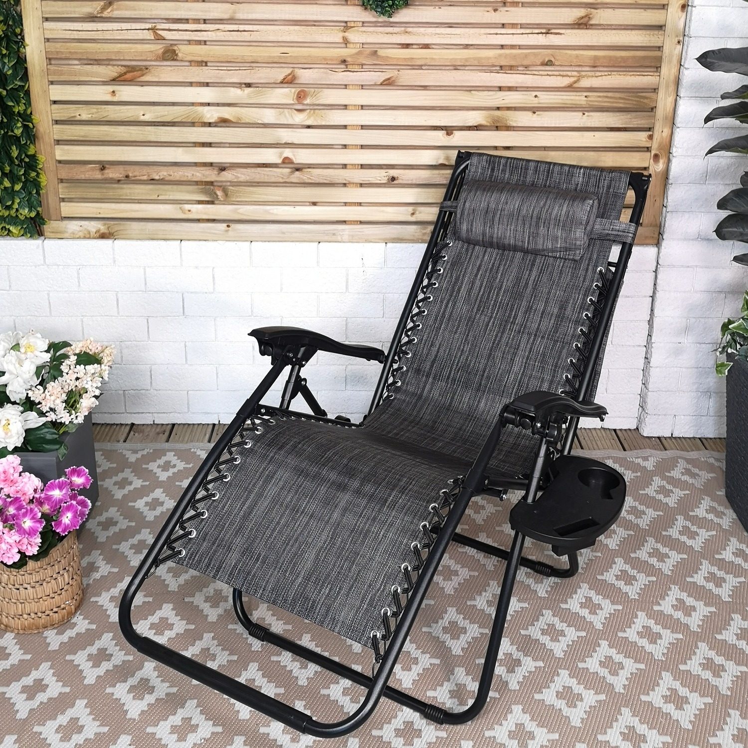 Multi-Position Relaxer Chair Sun Lounger with Sun Canopy
