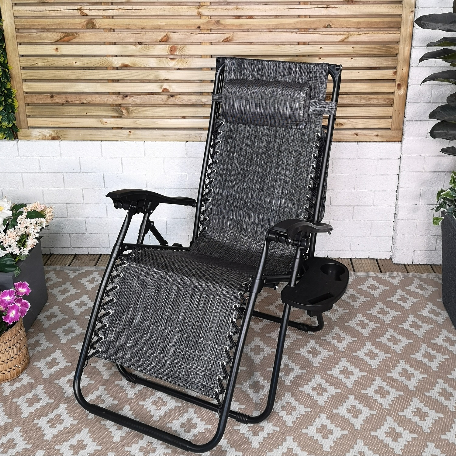 Multi-Position Relaxer Chair Sun Lounger with Sun Canopy