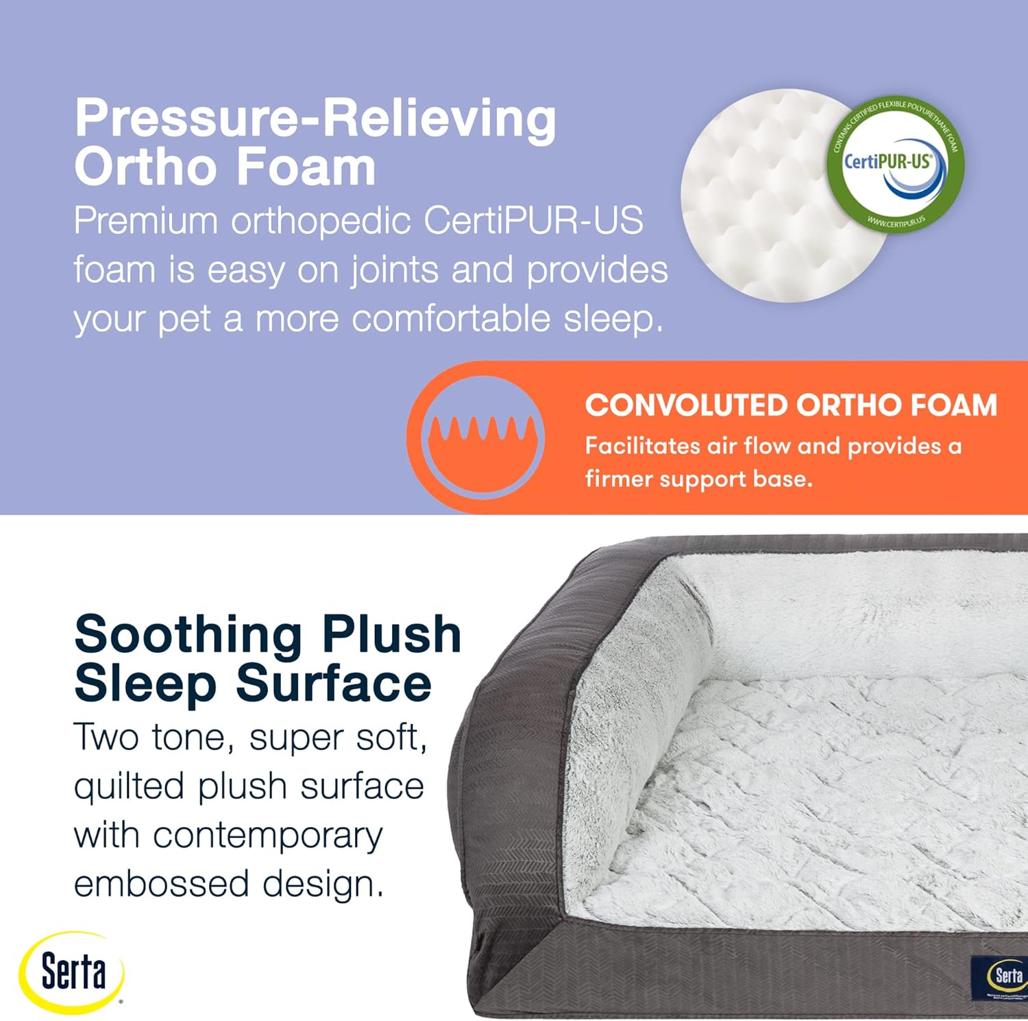 💝𝐐𝐕𝐂 𝐃𝐞𝐚𝐥𝐬 𝐨𝐧 𝐭𝐡𝐞 𝐃𝐚𝐢𝐥𝐲✨Serta Gel Memory Foam Quilted Ortho Couch Dog Bed