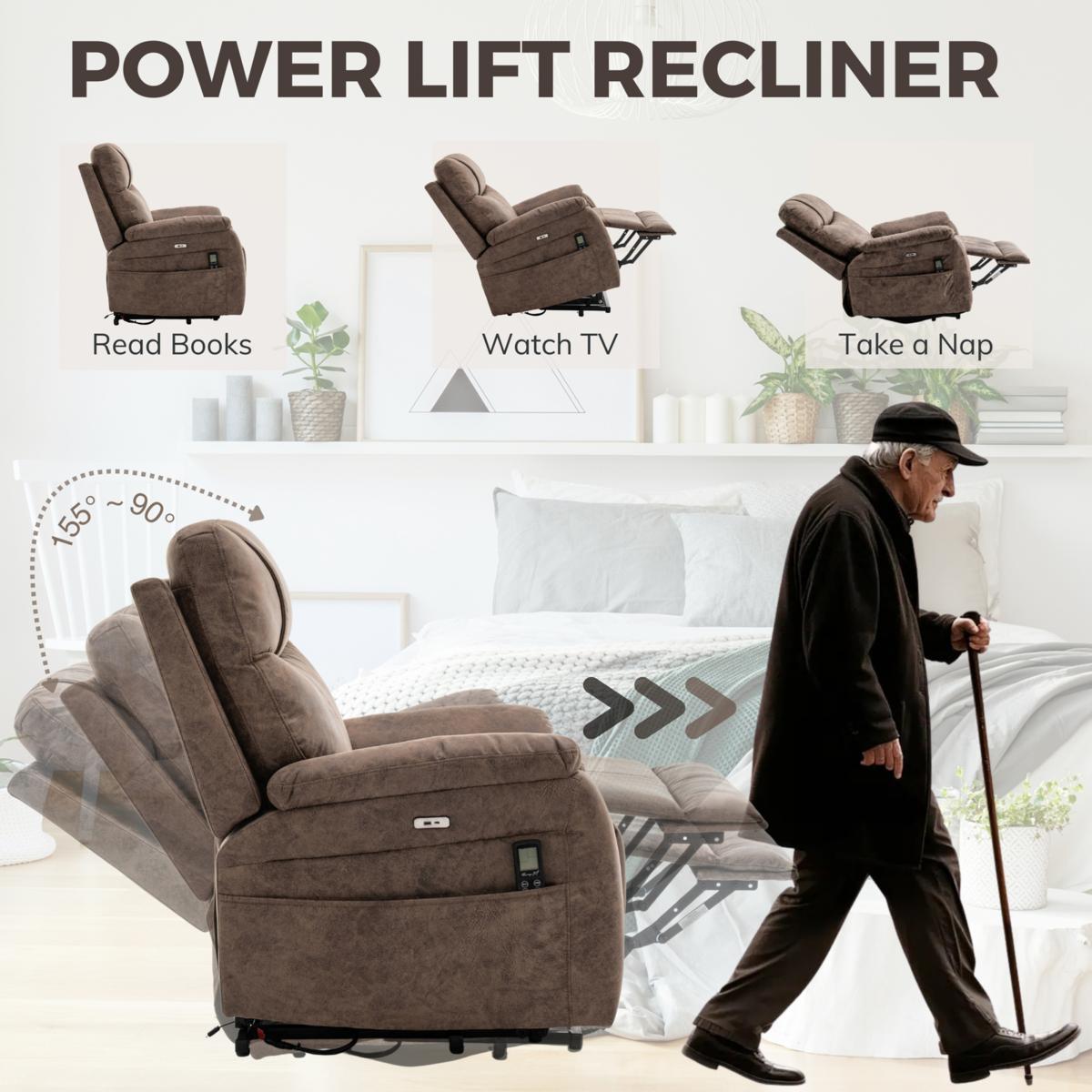Lifesmart Power Lift Lie-Flat Recliner with Massage & Heat - 23438964 | HSN