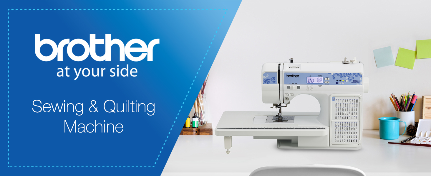 Brother Cs7205 150-stitch Computerized Sewing Machine With Wide Table And 6  Piece Premium Sewing Thread Pack
