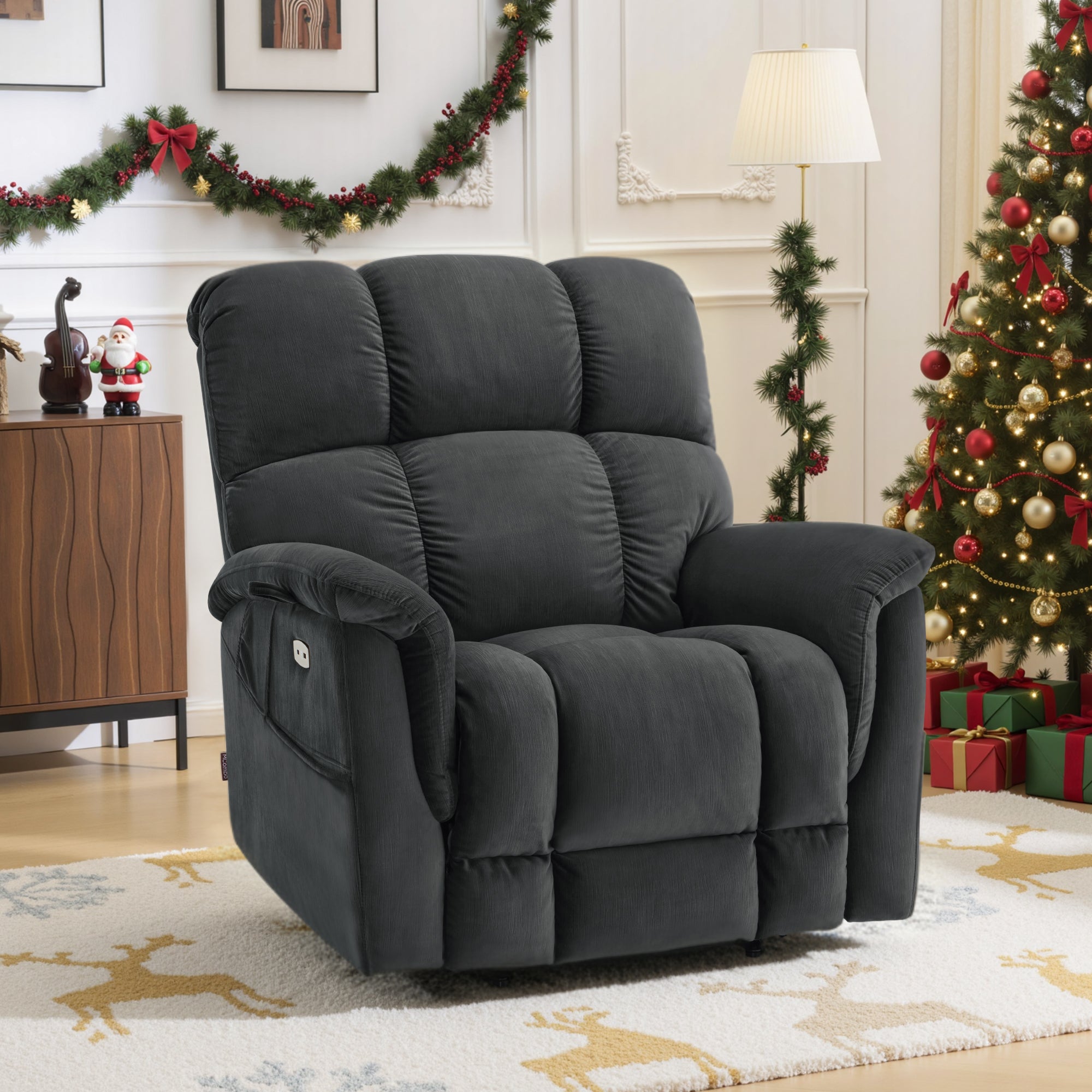 Dual Motor Power Lift Recliner Chair for Elderly,  Massage and Lumbar&seat Heating, Fabric R7166