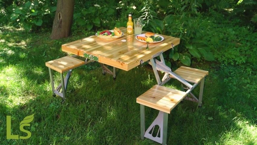 Leisure Season 28-in Brown Wood Rectangle Folding Picnic Table PFT12 at  Lowes.com