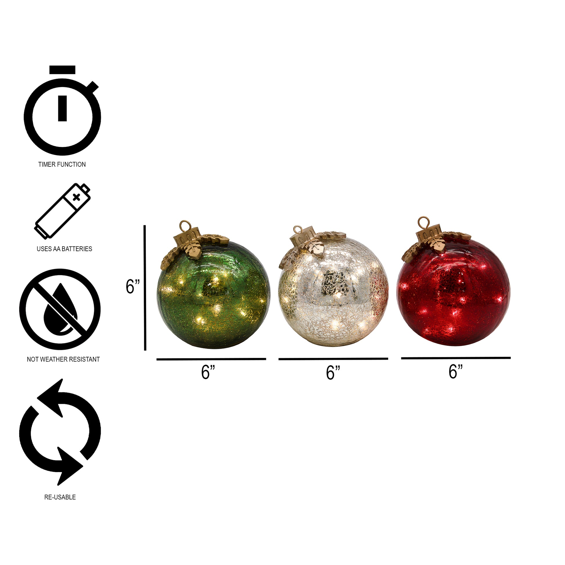 💝𝐐𝐕𝐂 𝐃𝐞𝐚𝐥𝐬 𝐨𝐧 𝐭𝐡𝐞 𝐃𝐚𝐢𝐥𝐲 - 𝐁𝐮𝐲 𝟐 𝐆𝐞𝐭 𝟐 𝐅𝐫𝐞𝐞✨Battery Operated Glass Tabletop Christmas Ornaments - Set of 3
