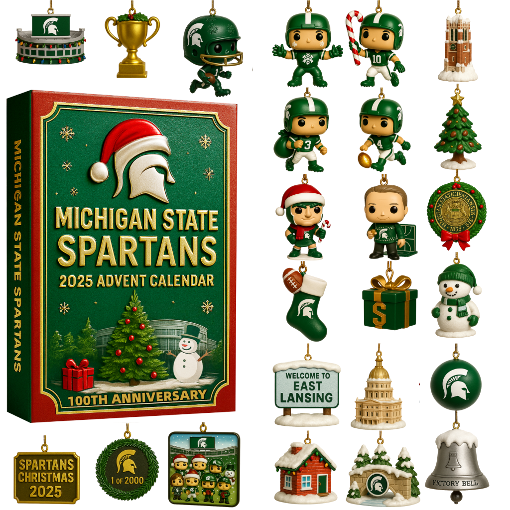 Michigan State Spartans 100th Anniversary 2025 Advent Calendar 3D Christmas Ornaments