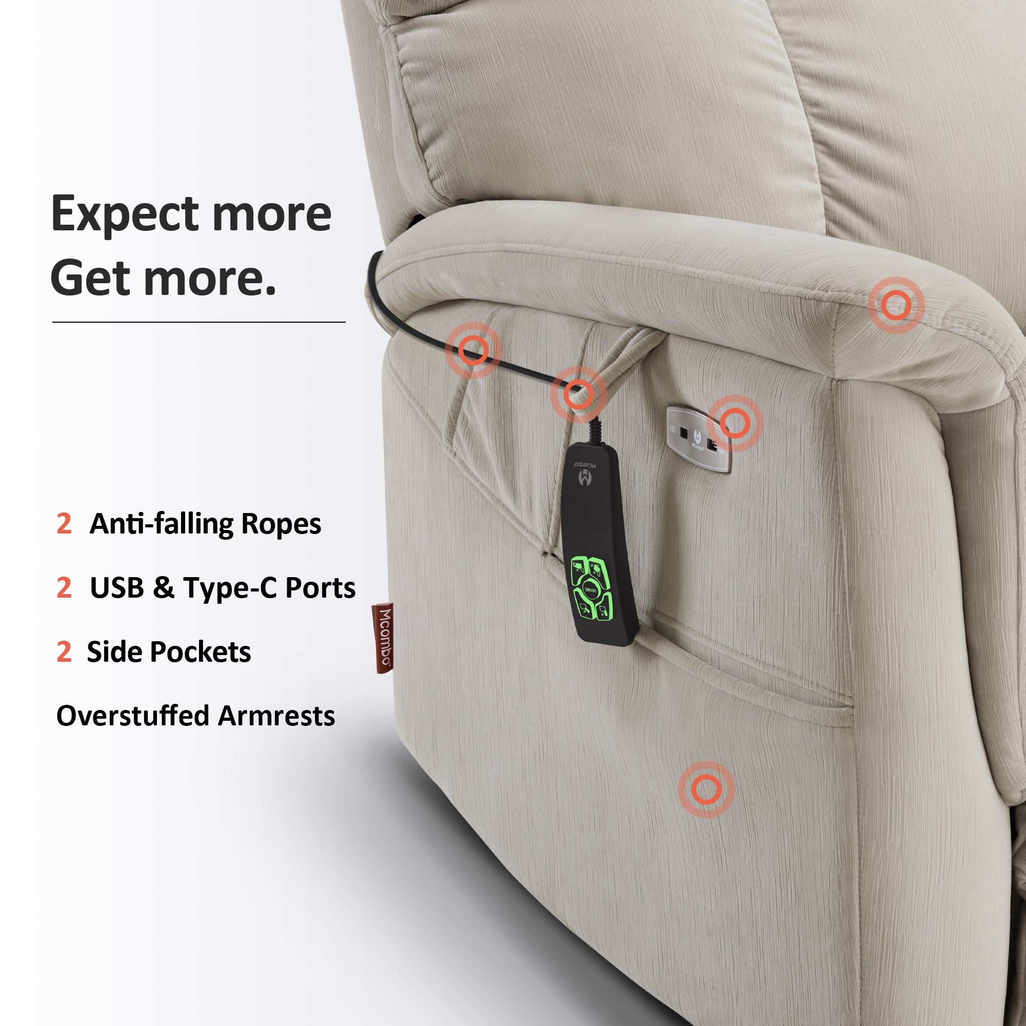 Dual Motor Power Lift Recliner Chair for Elderly,  Massage and Lumbar&seat Heating, Fabric R7166