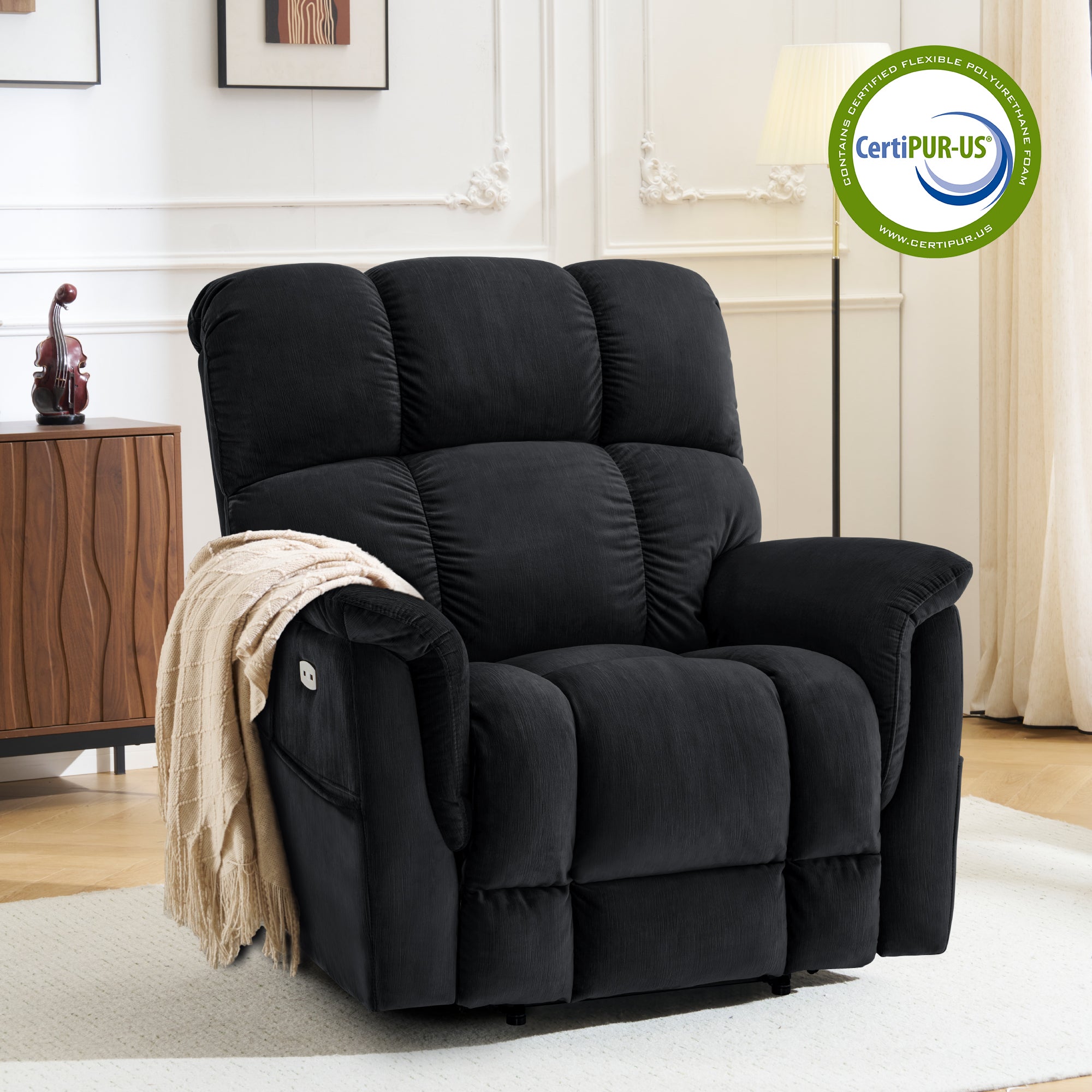 Dual Motor Power Lift Recliner Chair for Elderly,  Massage and Lumbar&seat Heating, Fabric R7166