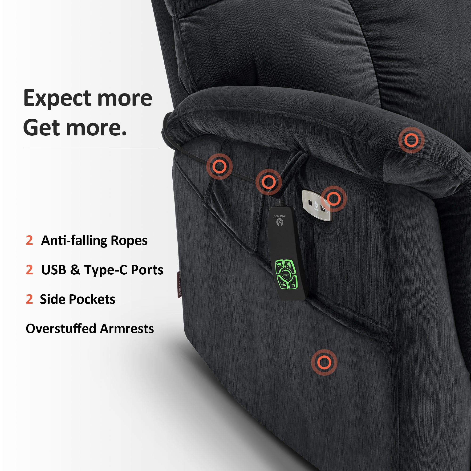 Dual Motor Power Lift Recliner Chair for Elderly,  Massage and Lumbar&seat Heating, Fabric R7166