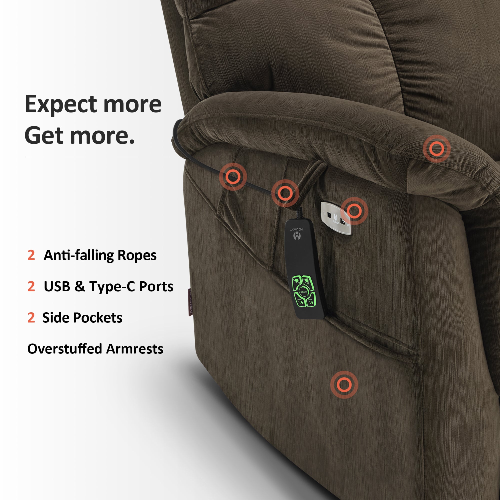 Dual Motor Power Lift Recliner Chair for Elderly,  Massage and Lumbar&seat Heating, Fabric R7166