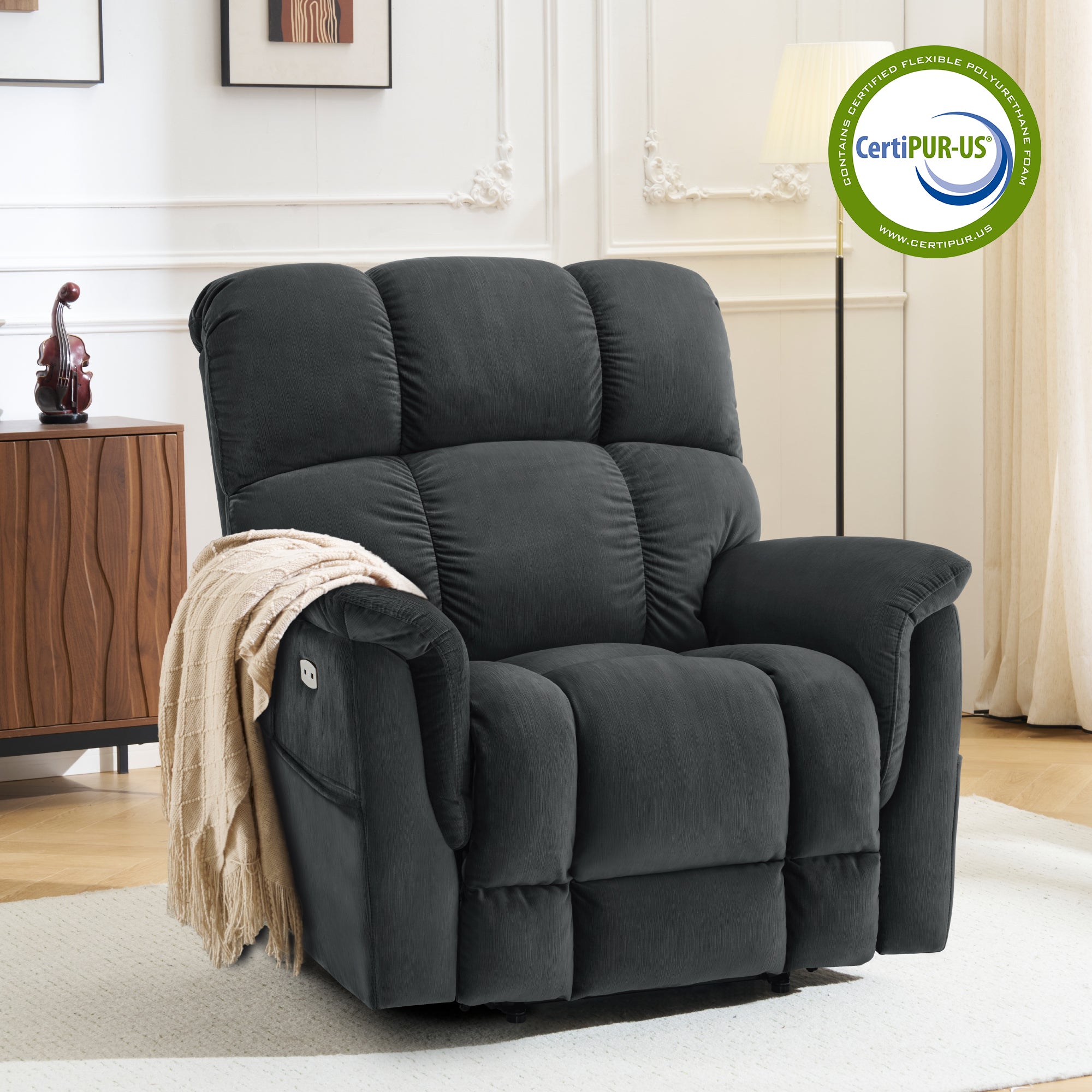 Dual Motor Power Lift Recliner Chair for Elderly,  Massage and Lumbar&seat Heating, Fabric R7166