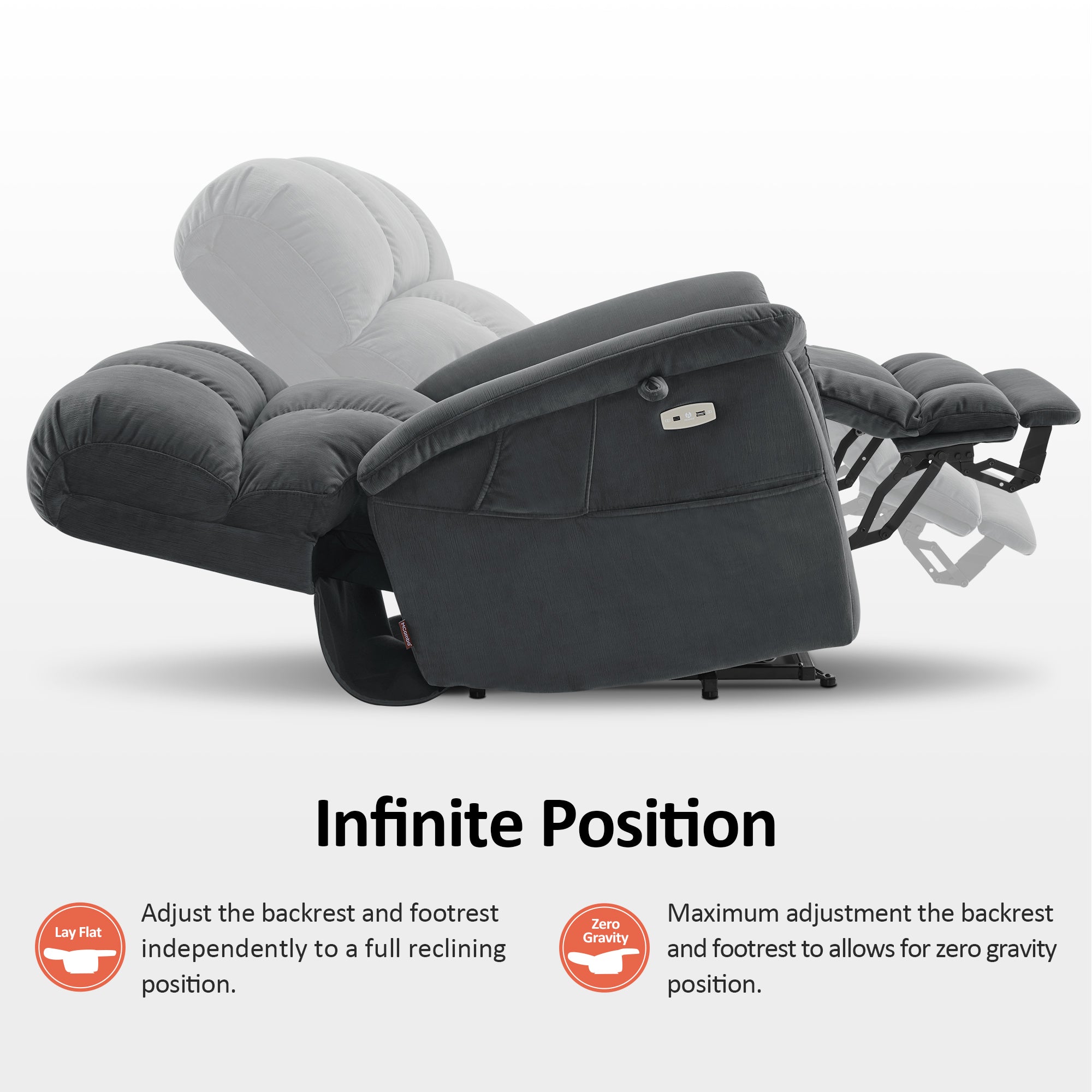 Dual Motor Power Lift Recliner Chair for Elderly,  Massage and Lumbar&seat Heating, Fabric R7166