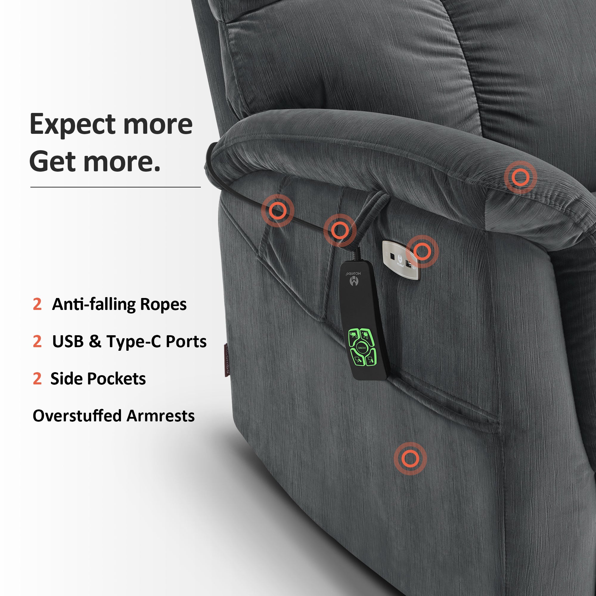 Dual Motor Power Lift Recliner Chair for Elderly,  Massage and Lumbar&seat Heating, Fabric R7166