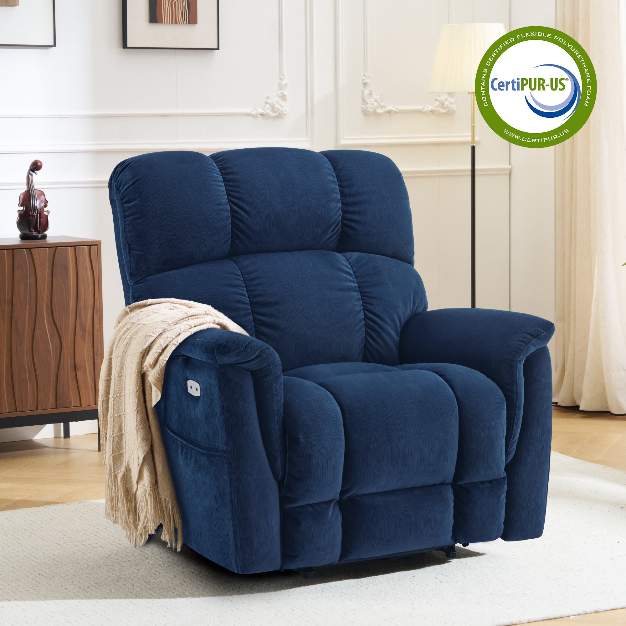 Dual Motor Power Lift Recliner Chair for Elderly,  Massage and Lumbar&seat Heating, Fabric R7166