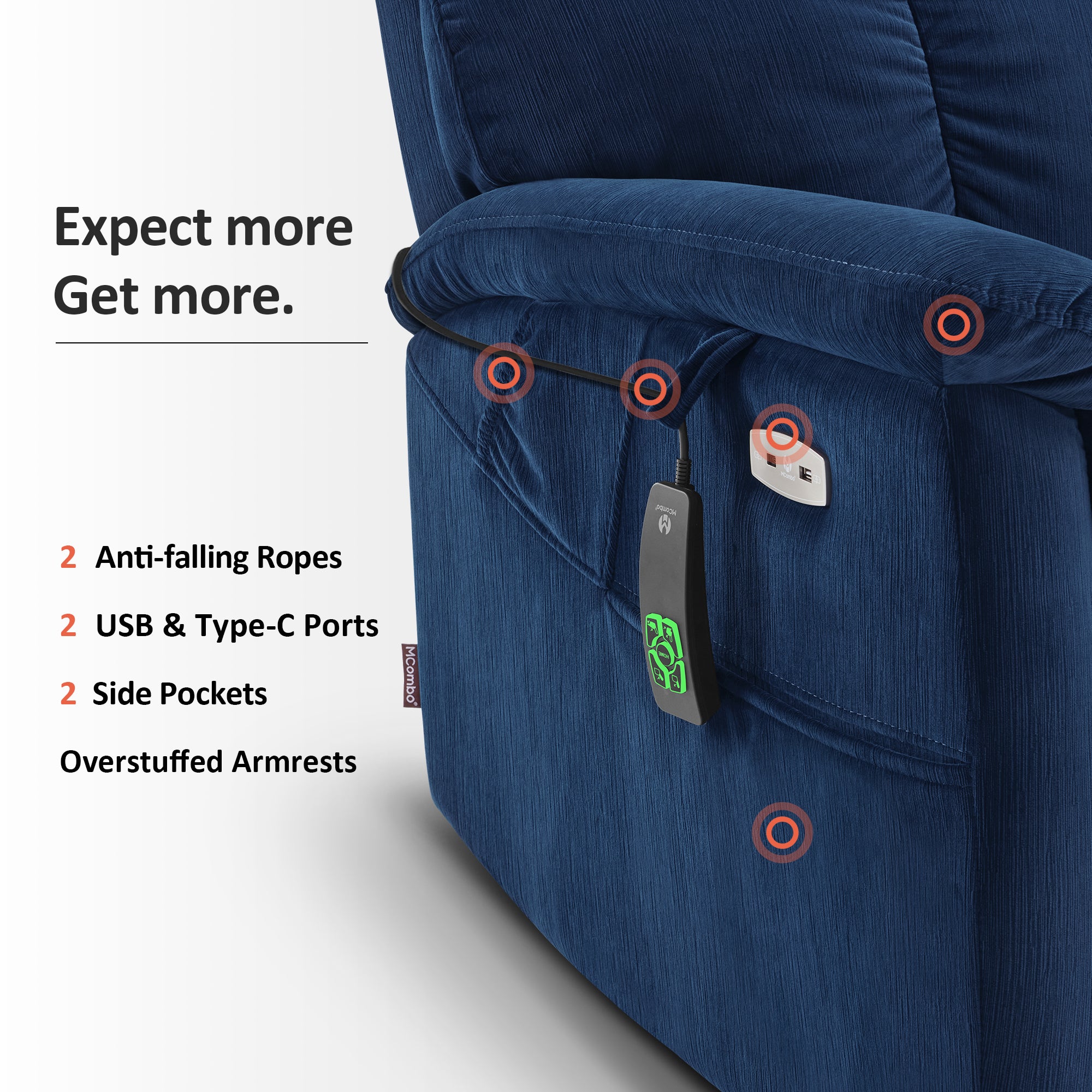 Dual Motor Power Lift Recliner Chair for Elderly,  Massage and Lumbar&seat Heating, Fabric R7166