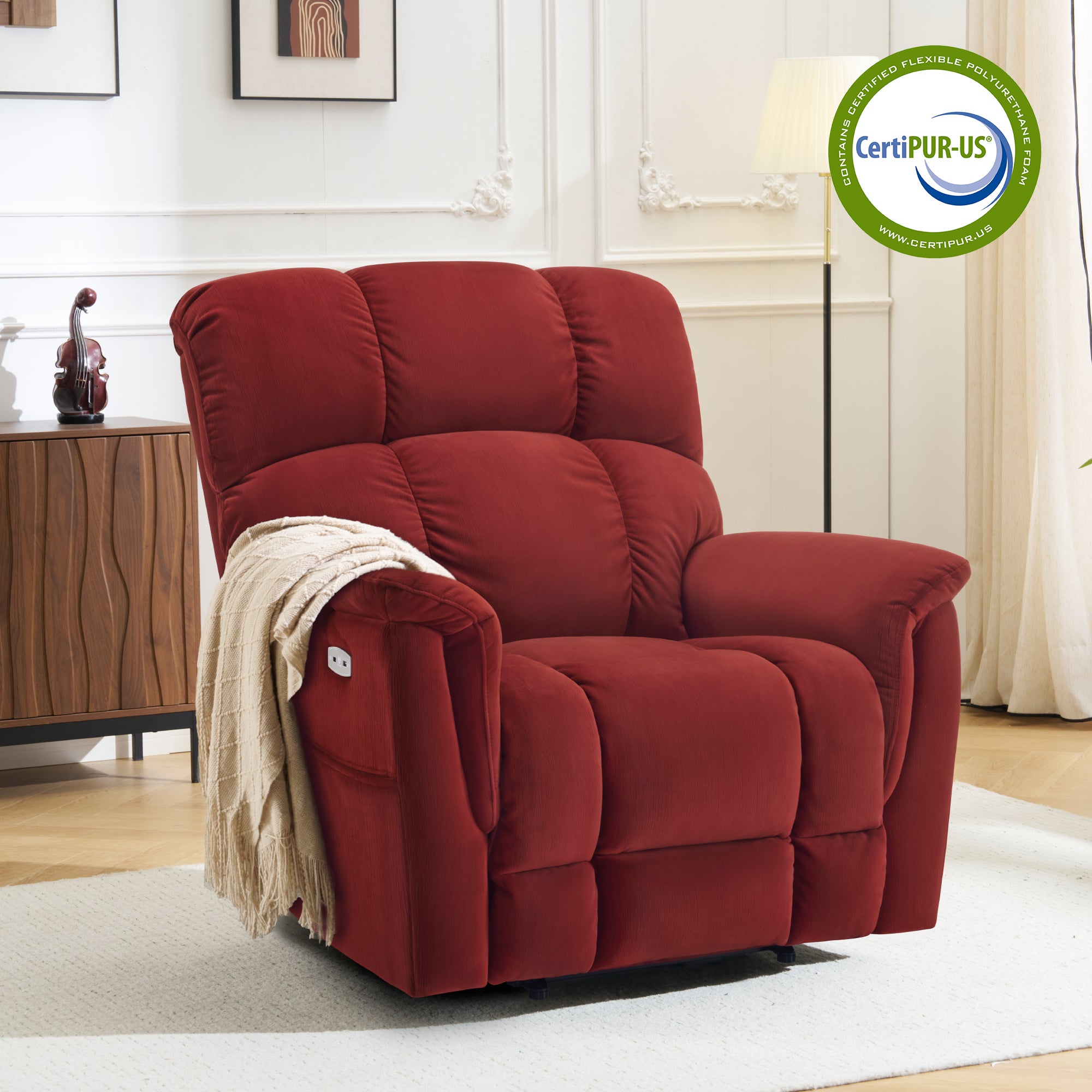 Dual Motor Power Lift Recliner Chair for Elderly,  Massage and Lumbar&seat Heating, Fabric R7166