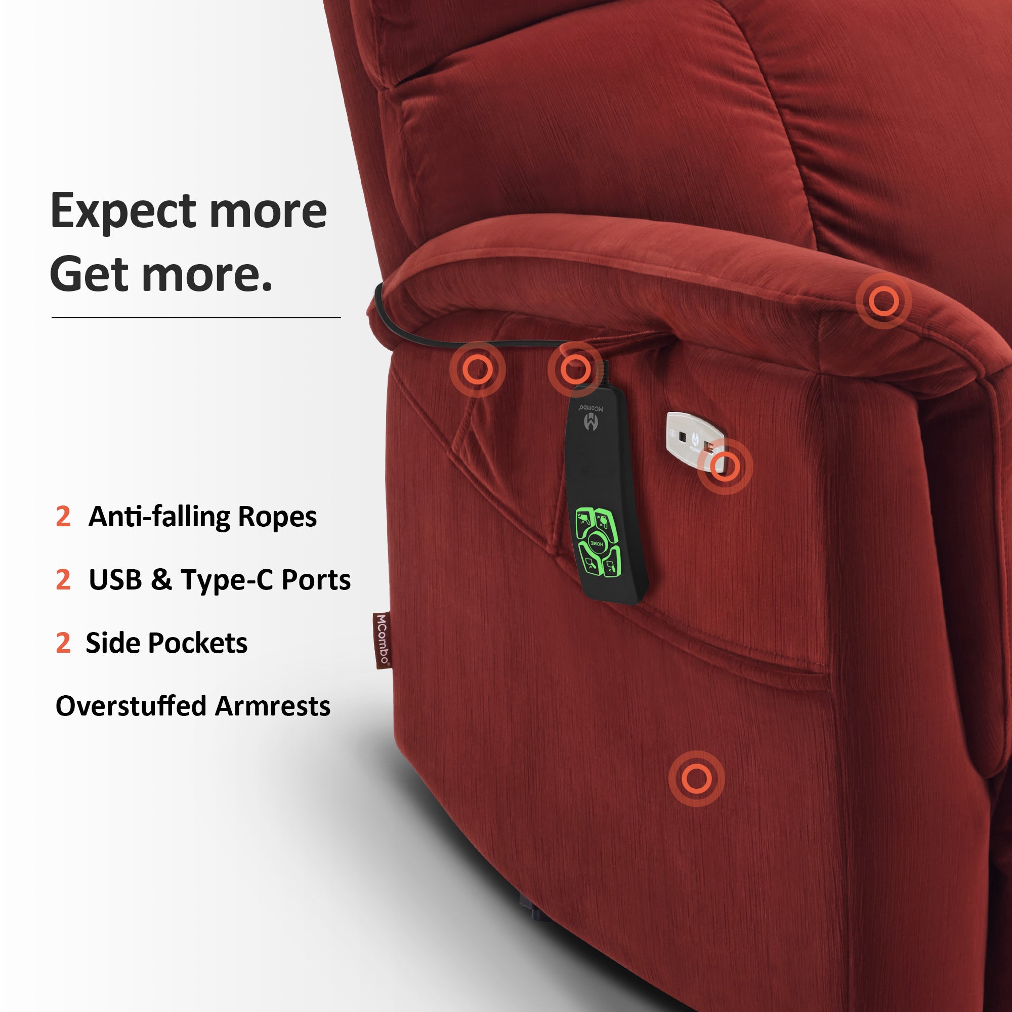 Dual Motor Power Lift Recliner Chair for Elderly,  Massage and Lumbar&seat Heating, Fabric R7166