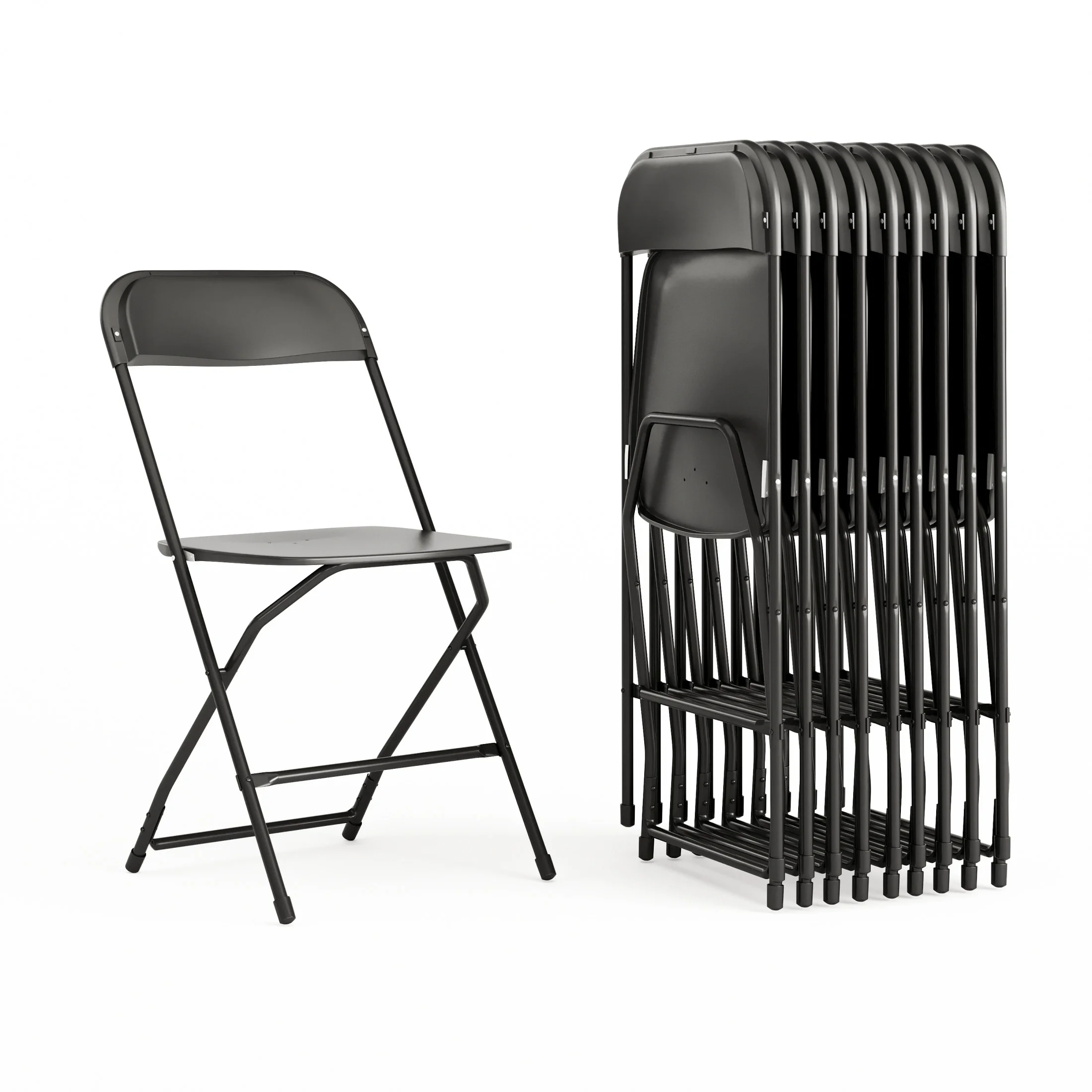 10 -Pack White Commercial/Residential Standard Folding Chair with Solid Seat