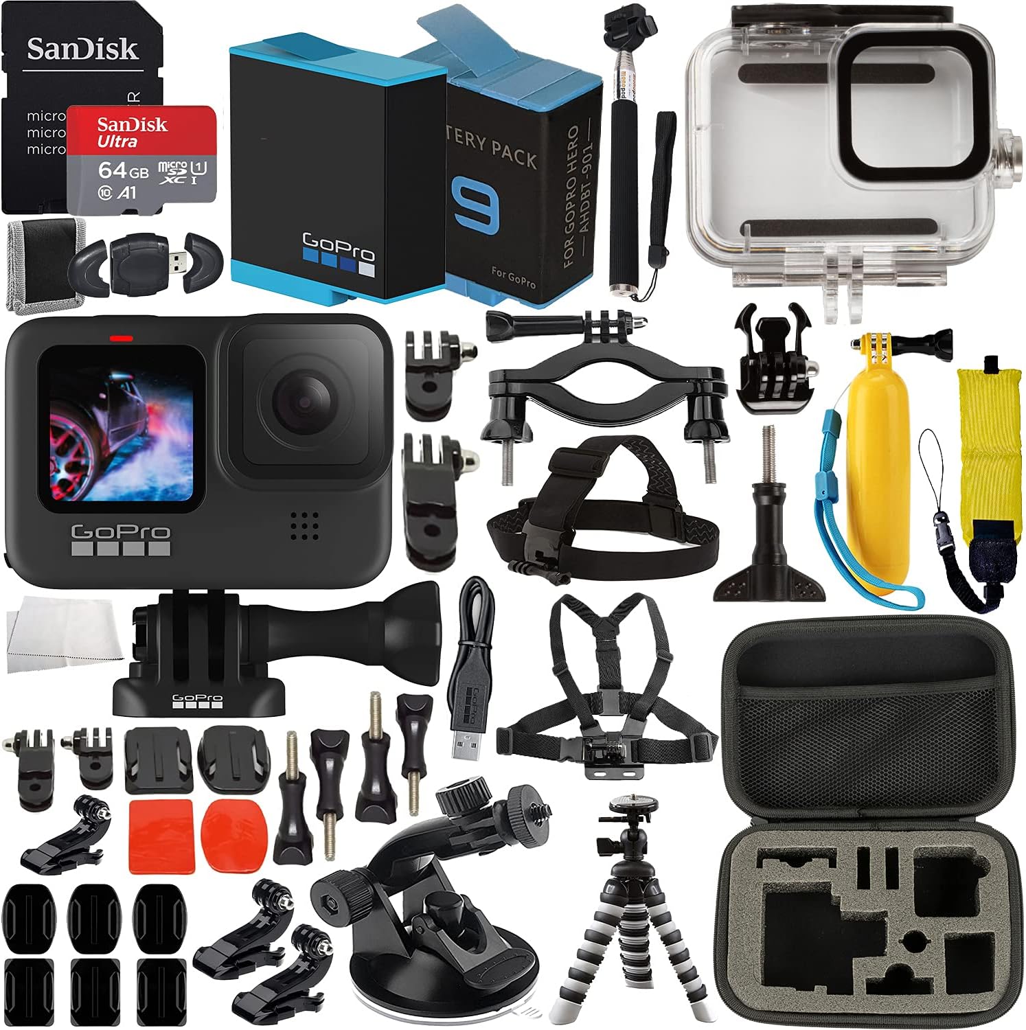 💝𝐐𝐕𝐂 𝐃𝐞𝐚𝐥𝐬 𝐨𝐧 𝐭𝐡𝐞 𝐃𝐚𝐢𝐥𝐲 - 𝐁𝐮𝐲 1 𝐆𝐞𝐭 1 𝐅𝐫𝐞𝐞✨GoPro HERO9 Action Camera (Black) with Premium Accessory Bundle – Includes: SanDisk Ultra 64GB microSD Memory Card, Spare Battery, Underwater Housing, Carrying Case, &