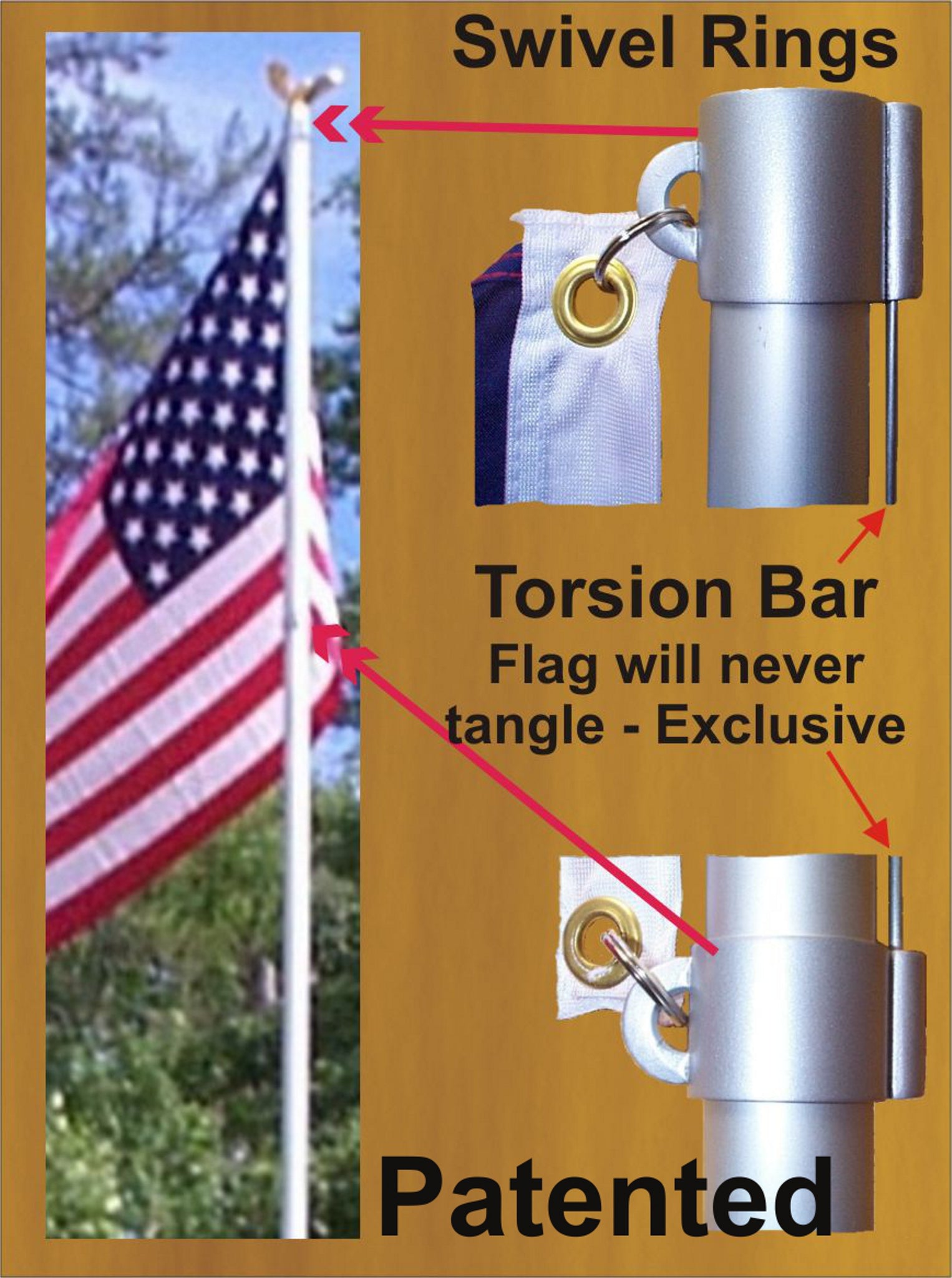 💝𝐐𝐕𝐂 𝐃𝐞𝐚𝐥𝐬 𝐨𝐧 𝐭𝐡𝐞 𝐃𝐚𝐢𝐥𝐲✨American Pride Tangle Free 12' Flag Pole with American Flag