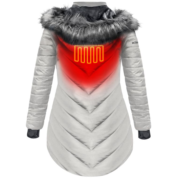 🎄Today's Special Value®🎁5V Battery Heated Long Puffer Jacket with Fur Hood - Women's