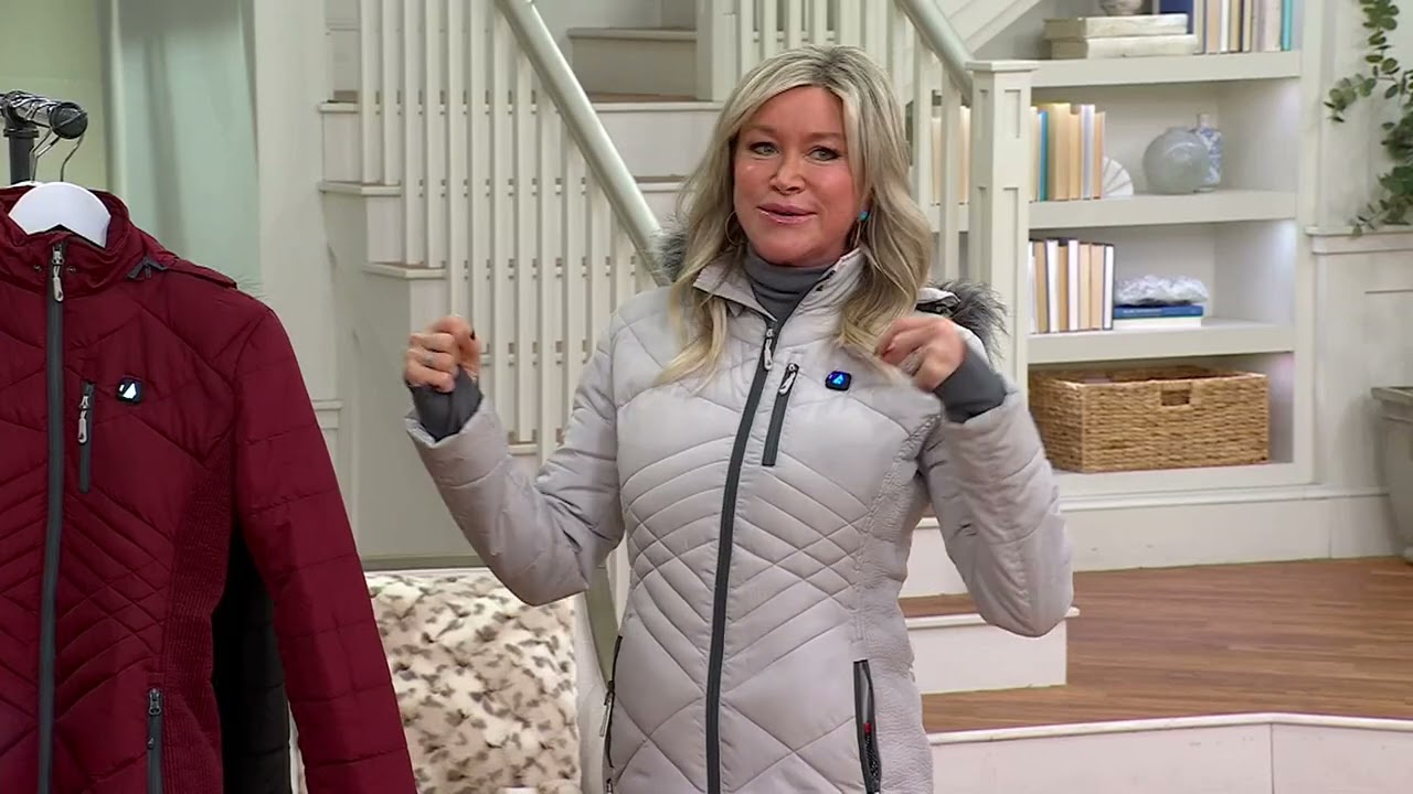 ActionHeat Women's 5V Heated Puffer Jacket with Faux Fur Hood on QVC