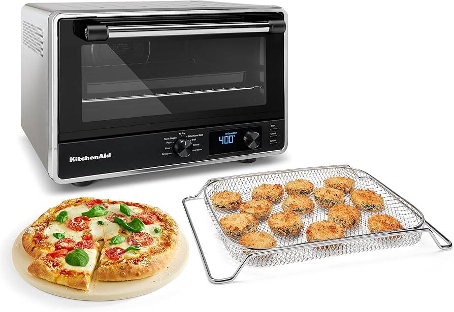 Amazon.com: KitchenAid Digital Countertop Oven with Air Fry & Pizza Stone,  KCO128CU, Contour Silver