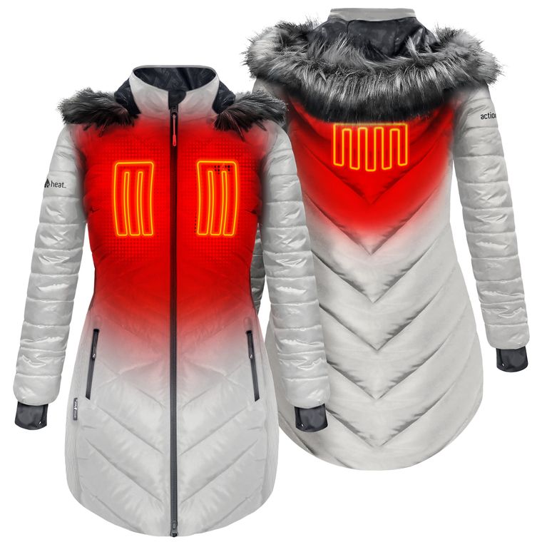 🎄Today's Special Value®🎁5V Battery Heated Long Puffer Jacket with Fur Hood - Women's