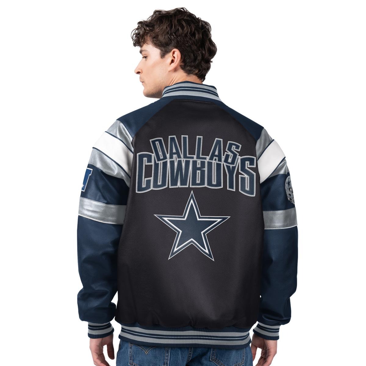 💝💝Last day of clearance!!💝Buy more, save more✨Licensed NFL Men's Faux Leather Varsity Jacket