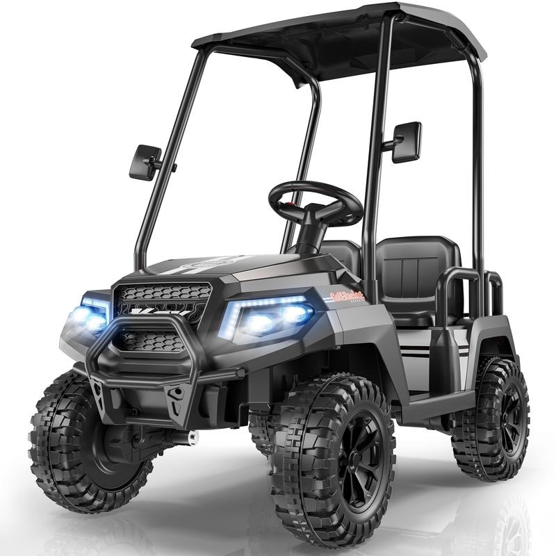 LIGIANT R9 24V Kids Golf Cart, 4WD Kids Electric Car w/Remote Control, Detachable Awning, 4 Seats, Spring Suspension, Music, Wireless Connection