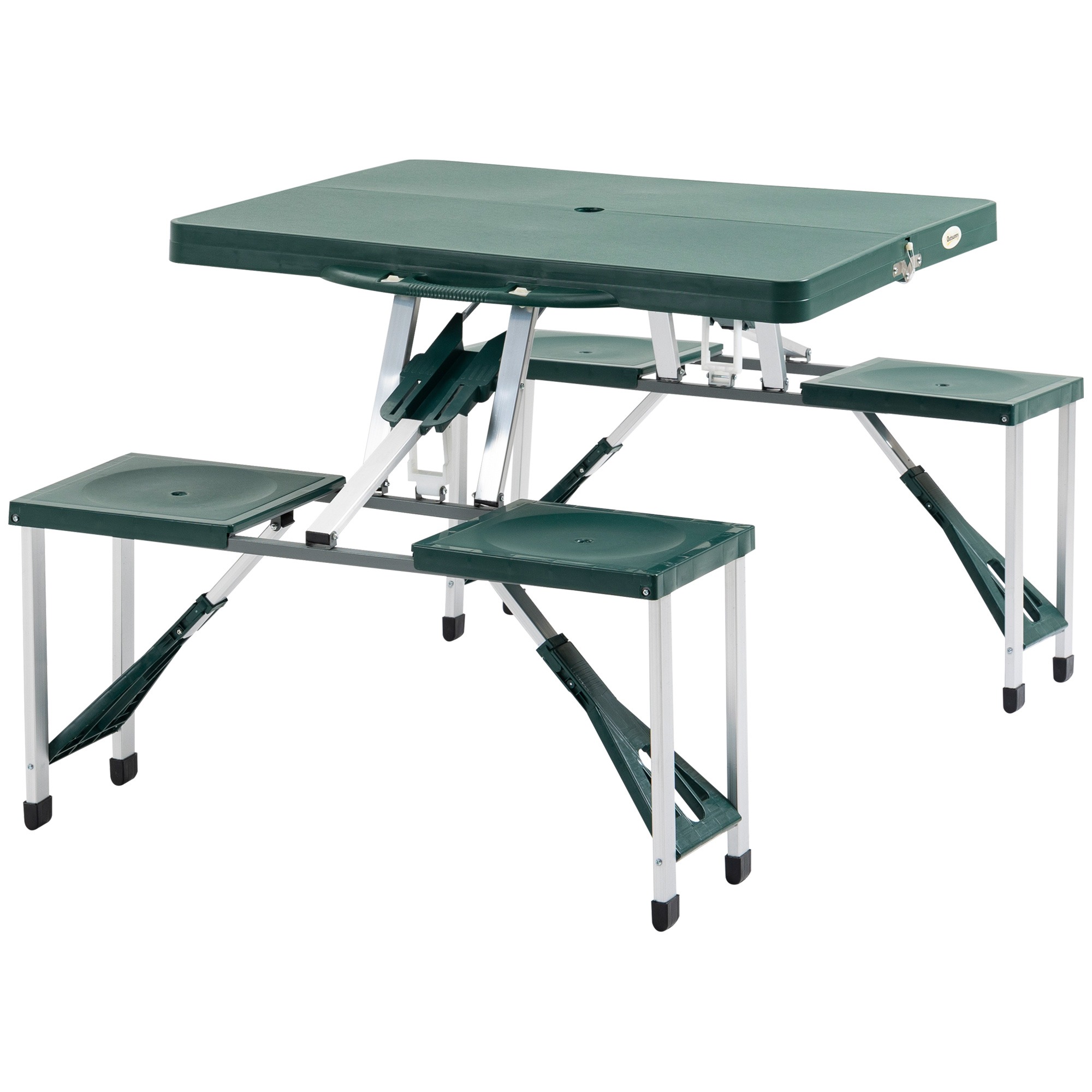💝𝐐𝐕𝐂 𝐃𝐞𝐚𝐥𝐬 𝐨𝐧 𝐭𝐡𝐞 𝐃𝐚𝐢𝐥𝐲 - 𝐁𝐮𝐲 𝟐 𝐆𝐞𝐭 𝟐 𝐅𝐫𝐞𝐞✨Outsunny 54" Portable Camping Table with 4 seat Wooden Portable Folding Picnic Table Set with Umbrella Hole