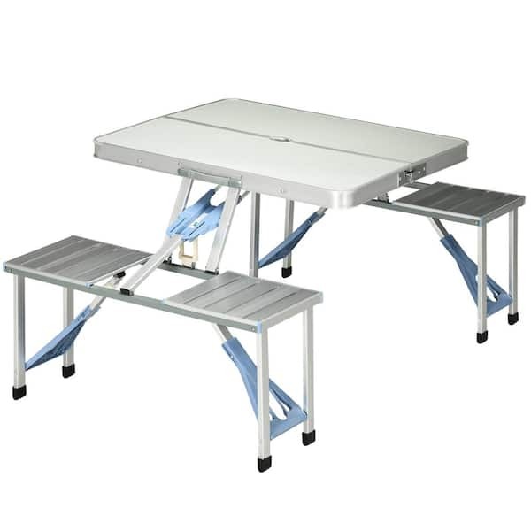 💝𝐐𝐕𝐂 𝐃𝐞𝐚𝐥𝐬 𝐨𝐧 𝐭𝐡𝐞 𝐃𝐚𝐢𝐥𝐲 - 𝐁𝐮𝐲 𝟐 𝐆𝐞𝐭 𝟐 𝐅𝐫𝐞𝐞✨Outsunny 54" Portable Camping Table with 4 seat Wooden Portable Folding Picnic Table Set with Umbrella Hole