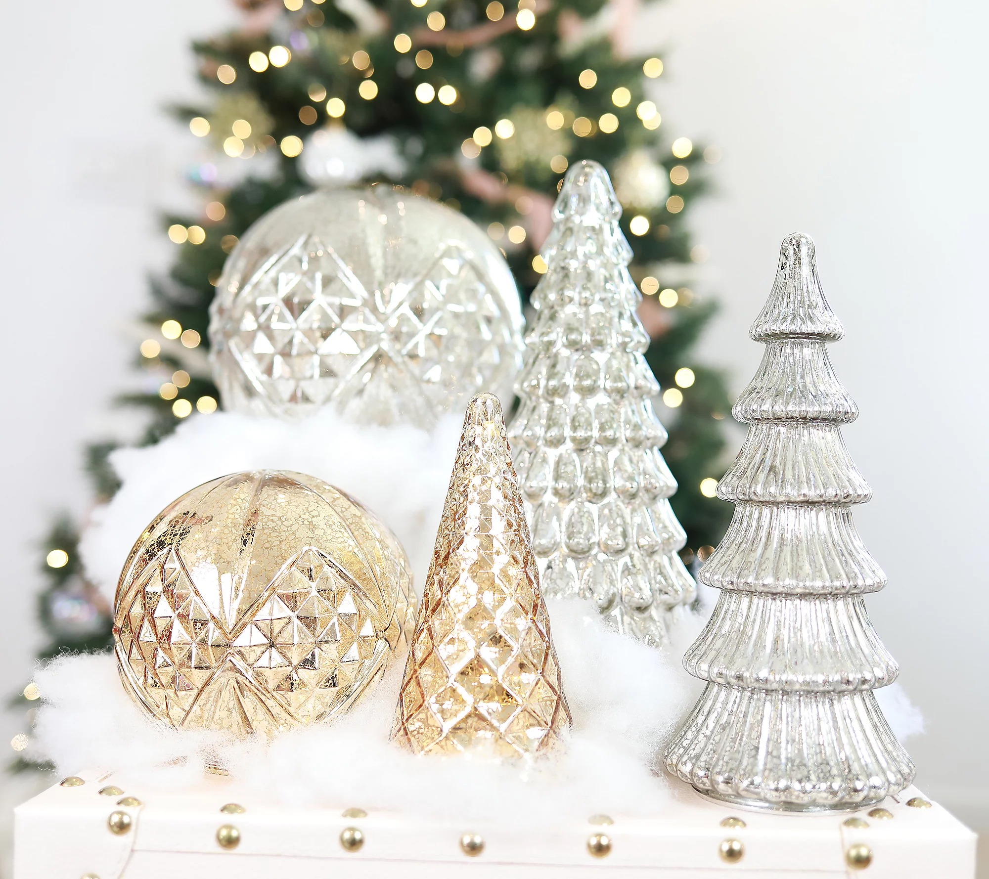 💝Last Day of Clearance!!💝BUY MORE SAVE MORE✨BFF Collection Set of 5 Illuminated Mercury Glass Trees