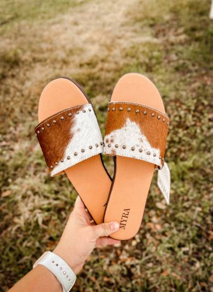 Genuine Cowhide Western Sandals Outdoor Flipflops Footwear