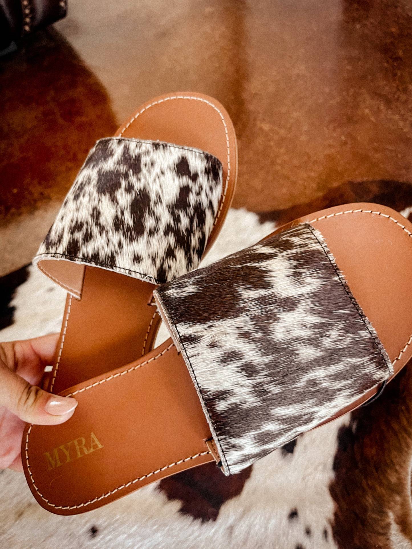 Genuine Cowhide Western Sandals Outdoor Flipflops Footwear