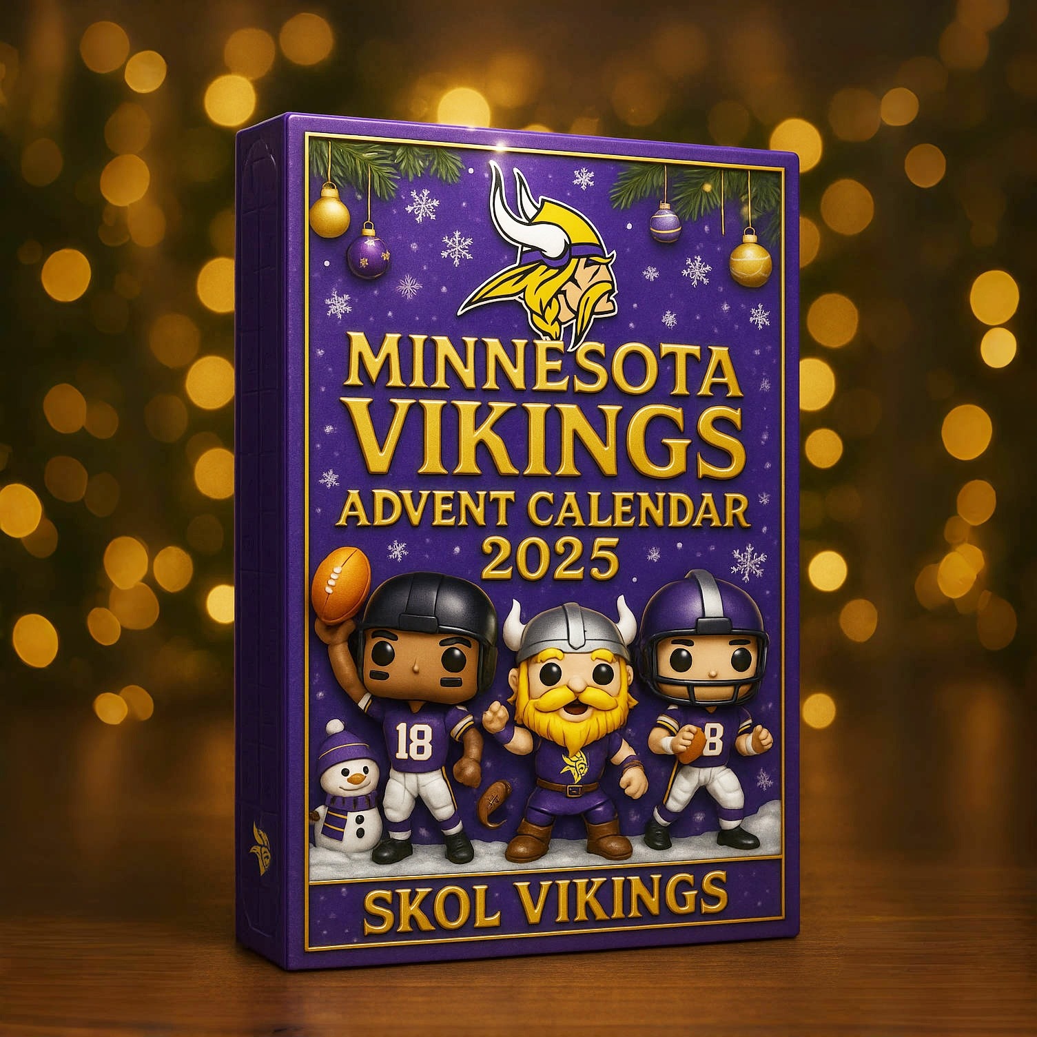  Minnesota Vikings 2025 Advent Calendar 3D Christmas Ornaments 